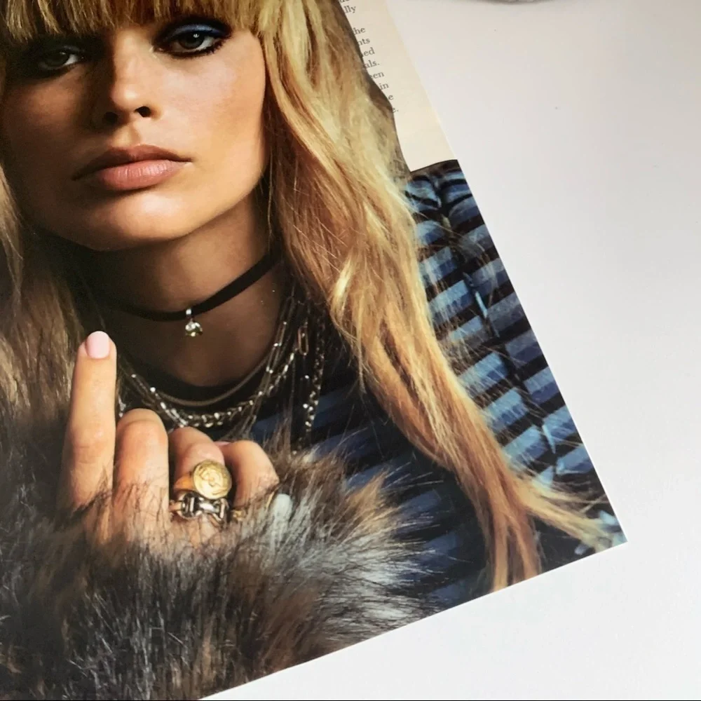 Editorial Collage Wall Art Margot Robbie Blonde Portrait Grunge Chic Aesthetic